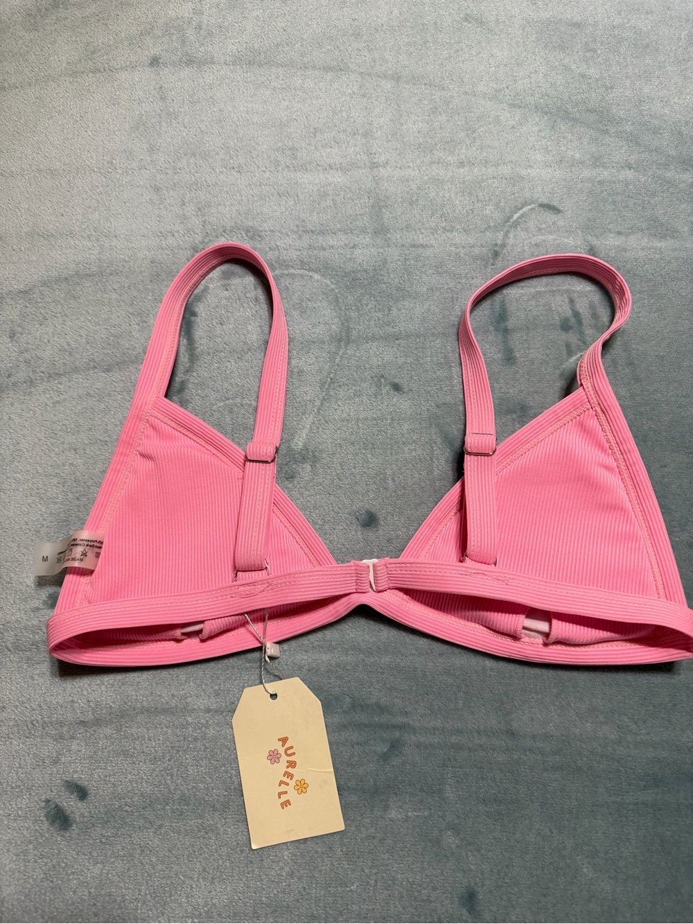 Pink Ribbed Triangle Bikini Top - Picture 2 of 2